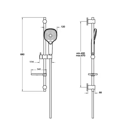 Artema Bliss Square 3F Sürgülü El Duşu Takımı, Krom A45775 - 2