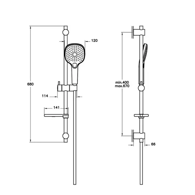 Artema Bliss Square 3F Sürgülü El Duşu Takımı, Mat Siyah A4577536 - 2
