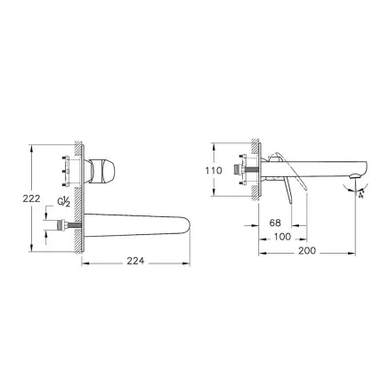Artema Flow Round Ankastre Lavabo Bataryası, Krom A43167 - 2