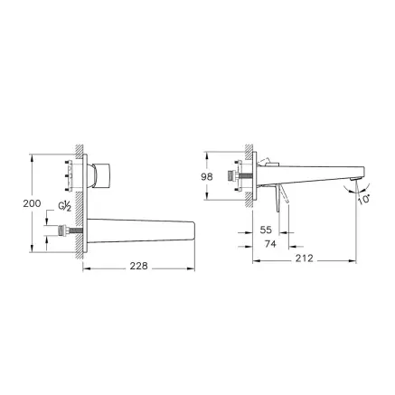 Artema Flow Square Ankastre Lavabo Bataryası, Krom A43180 (1)
