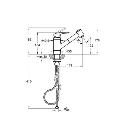 Artema Harmony Pull-Out Eviye Bataryası, Krom  A41864 - 3