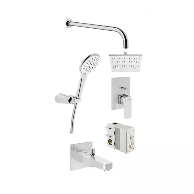 Artema Root Square Ankastre Rain Q Duş Seti, Krom A49280  - 1