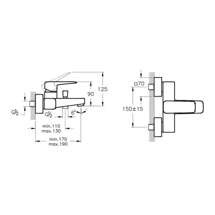 Artema Root Square Banyo Bataryası, Krom - 3