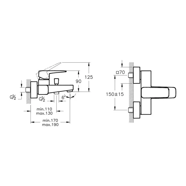 Artema Root Square Banyo Bataryası, Krom - 3