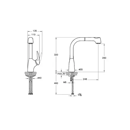 Artema V3 Pull-Out Eviye Bataryası, Krom A42151 - 4