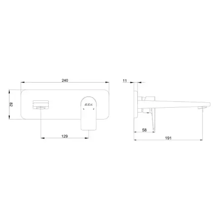Eca Dalia Ankastre Lavabo Bataryası, Sıva Üstü Grubu Tek Rozet Krom - 2