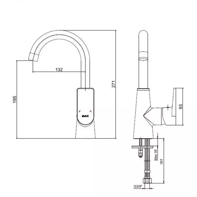Eca Dalia Kuğu Borulu Lavabo Bataryası, Krom 102188118 - 2