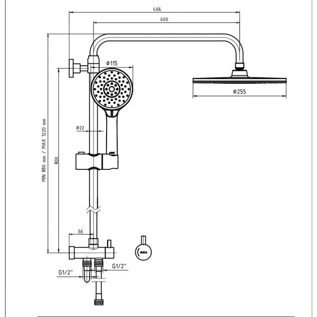 Eca Dalia Plus Teleskobik Kolonlu Tepe Duş Seti 102158040 - 2