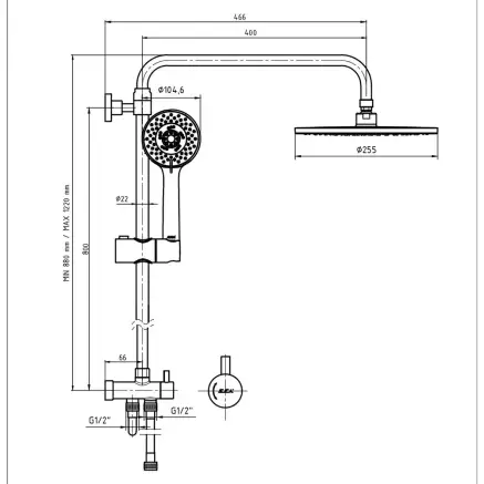 Eca Myra Plus Teleskobik Kolonlu Tepe Duş Seti 102158041 - 2