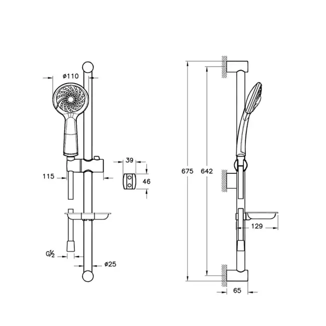 VitrA Samba 3F Sürgülü El Duşu Takımı, Krom A45680STA - 2