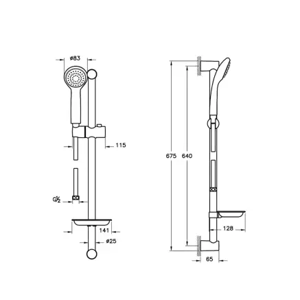 VitrA Solo C 1F Sürgülü El Duşu Takımı, Krom A45676 - 2