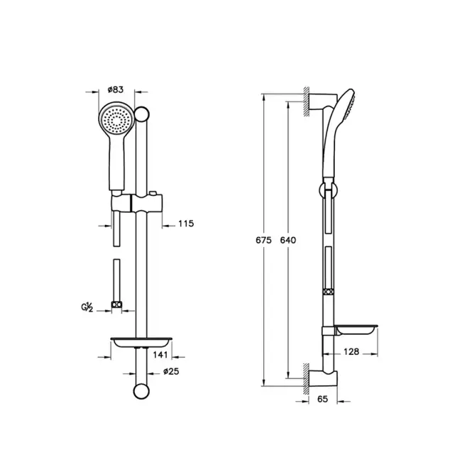 VitrA Solo C 1F Sürgülü El Duşu Takımı, Krom A45676 - 2