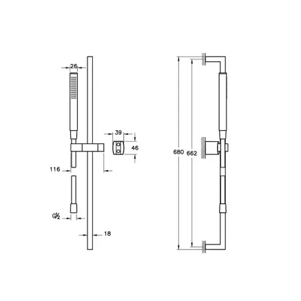 VitrA Sticx 1F Sürgülü El Duşu Takımı, Krom A45711 - 2